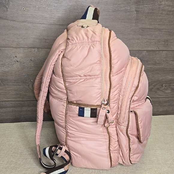 Juicy Couture Pink Nylon Backpack with Navy & White Stripe